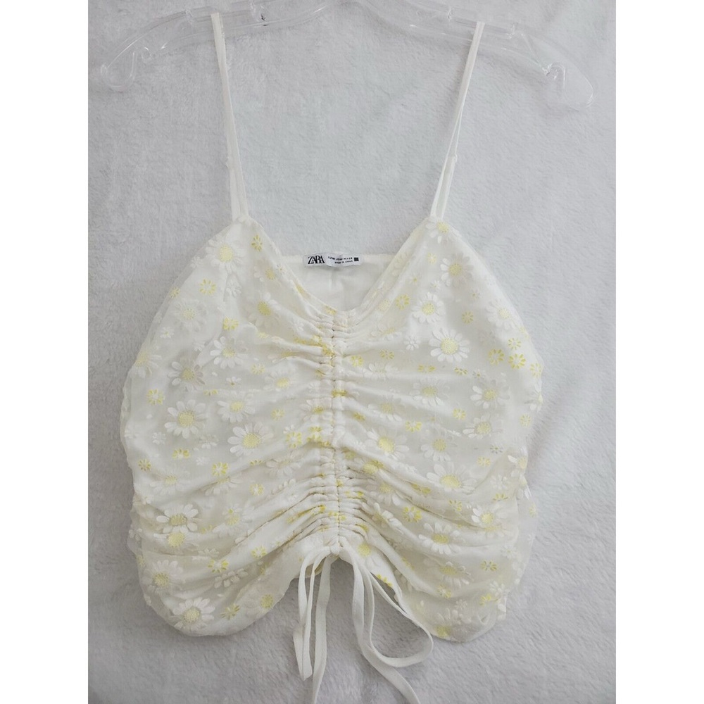 Zara Cream Ruched Camisole Crop Top